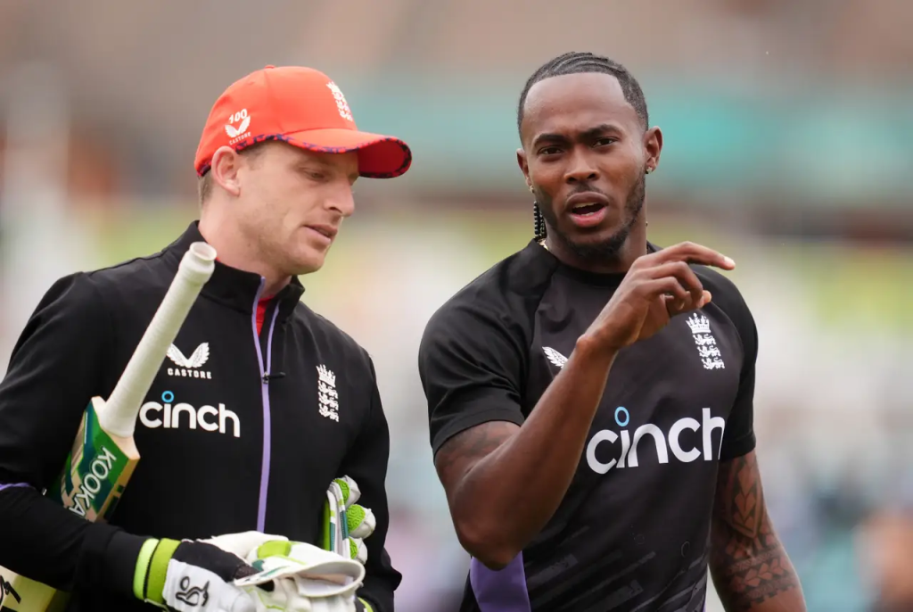 Jos Buttler, left, and Jofra Archer are missing from England’s 16-strong squad in Pakistan.
